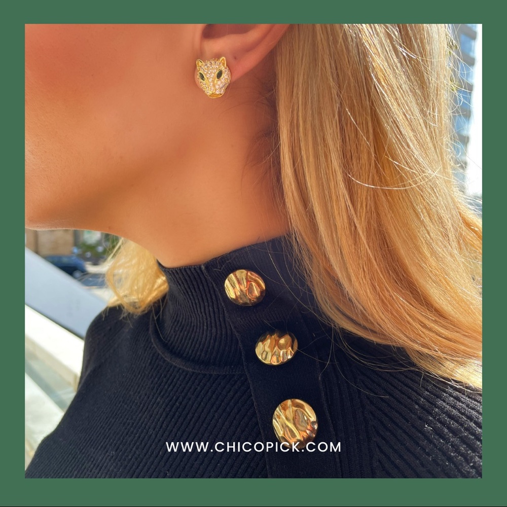 Panthers sterling silver plated gold earrings - Picture 3 of 3